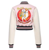 Queen Kerosin Not Your Pussycat Cropped College Jacket Dusty Pink-XL