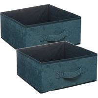 Set van 4x stuks opbergmand/kastmand 14 liter petrol groen polyester 31 x 31 x 15 cm