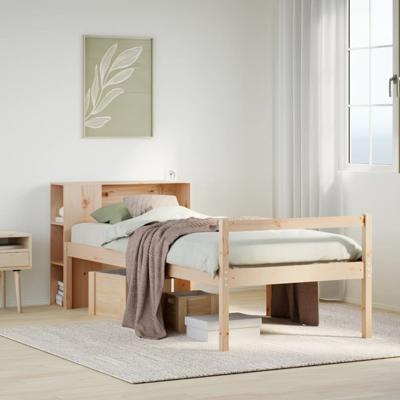 Bed met boekenkast zonder matras massief grenenhout 100x200 cm