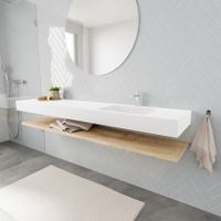 Mondiaz Alan badmeubel 200 cm planchet washed oak vrijhangend wastafel rechts 1 kraangat wit