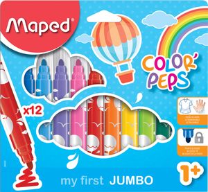 Maped viltstift Color&apos;Peps Jumbo Early Age, etui van 12 stuks, assorti