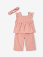 Babyset voor meisjes met Engels borduurwerk rozen