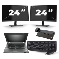 Lenovo ThinkPad L430 - Intel Core i5-3e Generatie - 14 inch - 8GB RAM - 240GB SSD - Windows 10 + 2x 24 inch Monitor