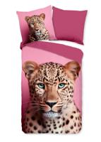 Pure Dekbedovertrek "panter met blauwe ogen" - Roze - (155x220 cm) - Microfiber