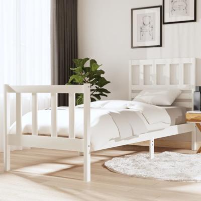 Bedframe massief hout wit 75x190 cm