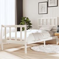 Bedframe massief hout wit 75x190 cm