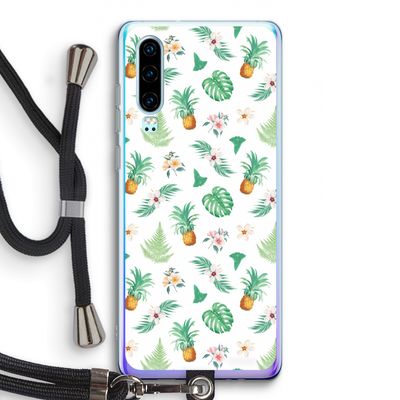 Ananas bladeren: Huawei P30 Transparant Hoesje met koord