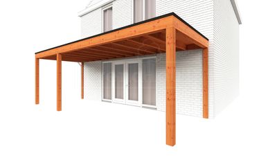 Trendhout Aanbouwveranda Modena 730x300 cm - model links- Plat dak- Hout- Trendhout