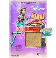 Ami Continental II Jukebox Pin-Up Millie Michelle Zwaar Metalen Bord 44,5 x 29 cm - thumbnail