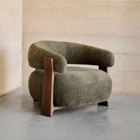 Kave Home Fauteuil 'Granite' Chenille en essenhout, kleur Groen Kave Home Fauteuil 'Granite' Chenille en essenhout, kleur Groen