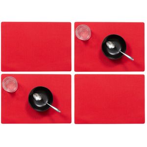 Set van 4x stuks stevige luxe Tafel placemats Plain rood 30 x 43 cm