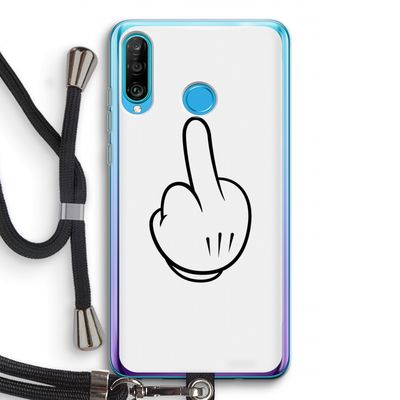 Middle finger white: Huawei P30 Lite Transparant Hoesje met koord
