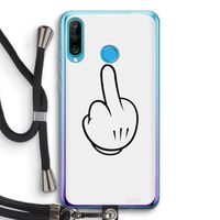 Middle finger white: Huawei P30 Lite Transparant Hoesje met koord