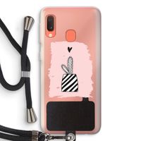 Zwart-wit cactus: Samsung Galaxy A20e Transparant Hoesje met koord