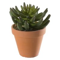 Kunstplant Sedum Rupestre vetplant - groen - in terracotta pot - 14 cm   - - thumbnail