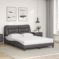 Bedframe met hoofdbord kunstleer grijs 140x200 cm