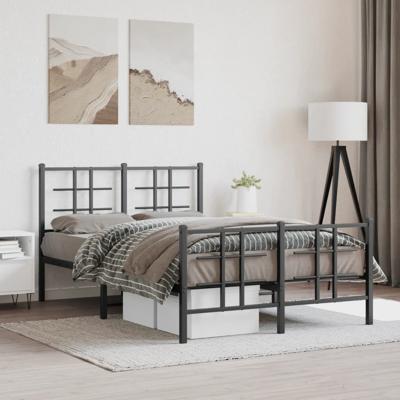 Bedframe met hoofd- en voeteneinde metaal zwart 120x190 cm