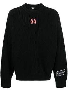 44 LABEL GROUP pull en maille nervurée à patch logo - Noir