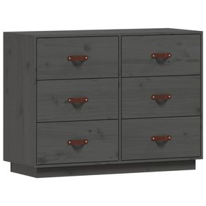 The Living Store Houten Dressoir - Massief Grenenhout - 100 x 40 x 75 cm - Grijs