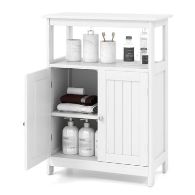 Badkamerkast met Dubbele Deur & Planken & Verstelbare Plank Badkast Badkamercommode Wit