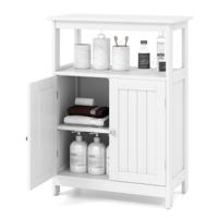 Badkamerkast met Dubbele Deur & Planken & Verstelbare Plank Badkast Badkamercommode Wit