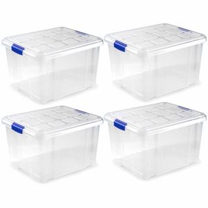 8x Opslagbakken/organizers met deksel 25 liter 42 cm transparant