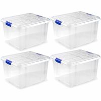 8x Opslagbakken/organizers met deksel 25 liter 42 cm transparant