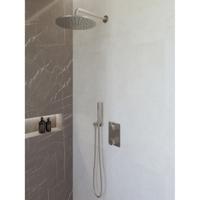 Wiesbaden Caral Inbouwthermostaat compleet met Hoofddouche (30cm) en Staafhanddouche - Geborsteld Staal