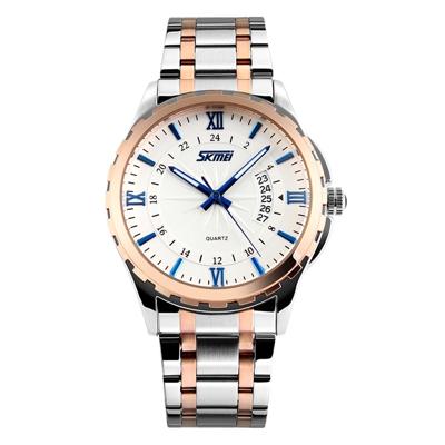 SKMEI 9069 multifunctionele outdoor mode business waterdichte interval Gold shell Quartz polshorloge (blauw)