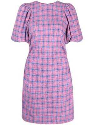 GANNI robe courte à carreaux - Rose