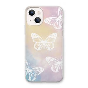 White butterfly: iPhone 13 mini Transparant Hoesje