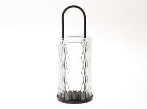 HBX Lving Lantaarn Lutro Van Glas En Zwart Metaal Dia10x27,5cm