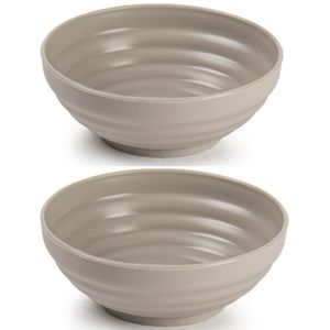 Set van 4x kommetjes/schaaltjes - Dessert/ontbijt - Kunststof - D13 cm - Taupe