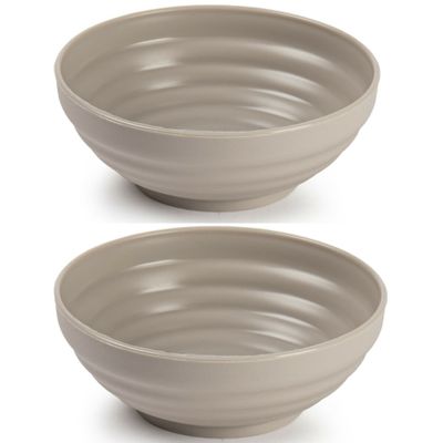 Set van 4x kommetjes/schaaltjes - Dessert/ontbijt - Kunststof - D13 cm - Taupe
