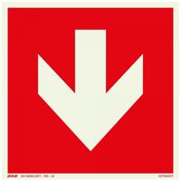 Bord Rood met pijl FTLM - 150x150 mm zelfklevend.