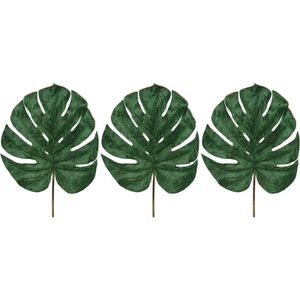 3x Monstera gatenplant kunstbloemen fluwelen takken 80 cm decoratie   -