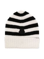 Moncler Enfant bonnet en laine vierge à patch logo - Blanc - thumbnail