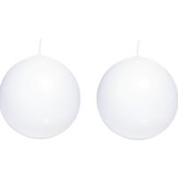 2x Witte bolkaarsen 8 cm 25 branduren - thumbnail