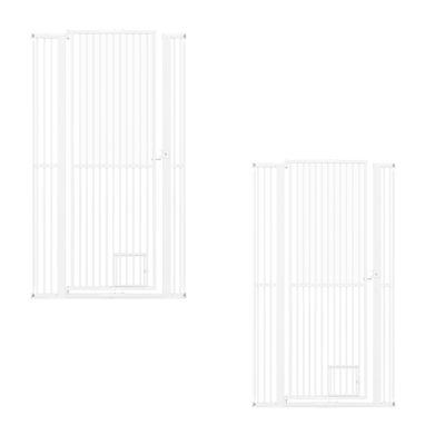 (Twee）Hoge Dierenbarrière Metalen Veiligheidshekje met 2 Uitbreidingssets Zonder Boren 77-104 cm x 171 cm Wit