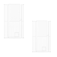 (Twee）Hoge Dierenbarrière Metalen Veiligheidshekje met 2 Uitbreidingssets Zonder Boren 77-104 cm x 171 cm Wit