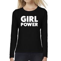 Dames fun text t-shirt long sleeve Girl Power zwart 2XL  - - thumbnail