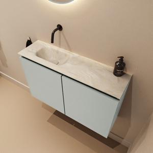 Toiletmeubel Mondiaz Ture Dlux | 80 cm | Meubelkleur Greey | Eden wastafel Ostra Links | Zonder kraangat