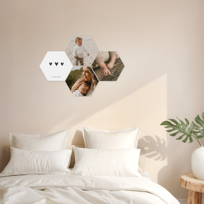 Forex wandpaneel met foto of naam - Hexagon - 4 stuks