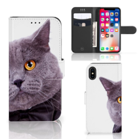 Apple iPhone X | Xs | Telefoonhoesje | Met pasjeshouder | Kat
