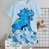 Boys' Cartoon Bear Print Short Sleeve Shirt and Shorts Set Multicolor-13 / 6Y