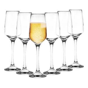 Glasmark Champagneglazen/prosecco - Flutes - transparant glas - 6x stuks - 230 ml - D5 x H22.5 cm