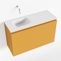 Toiletmeubel Mondiaz Olan | 80 cm | Meubelkleur Ocher | Lex wastafel Talc Links | Zonder kraangat