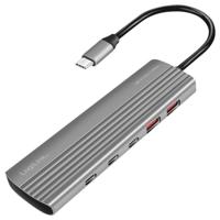 LogiLink UA0415 USB 3.2 Gen 2-hub 10 poorten Met aluminium behuizing, Met snellaadpoort Spacegrijs