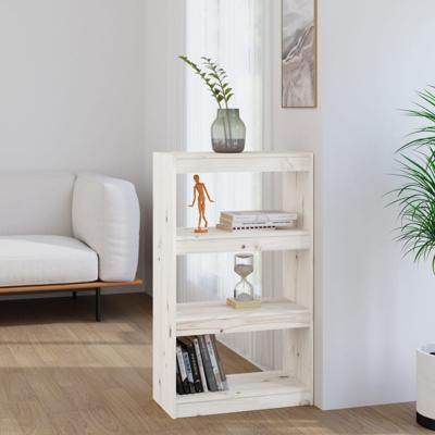 Boekenkast/kamerscherm 60x30x103,5 cm massief grenenhout wit