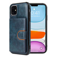 iPhone 11 hoesje - Backcover - Pasjeshouder - Portemonnee - Kunstleer - Blauw - thumbnail